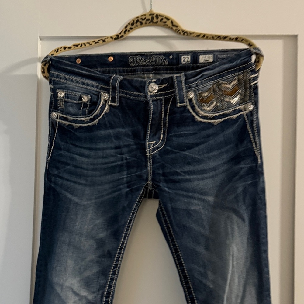 Miss Me Indigo Boot Cut Jeans with Embellished Pockets